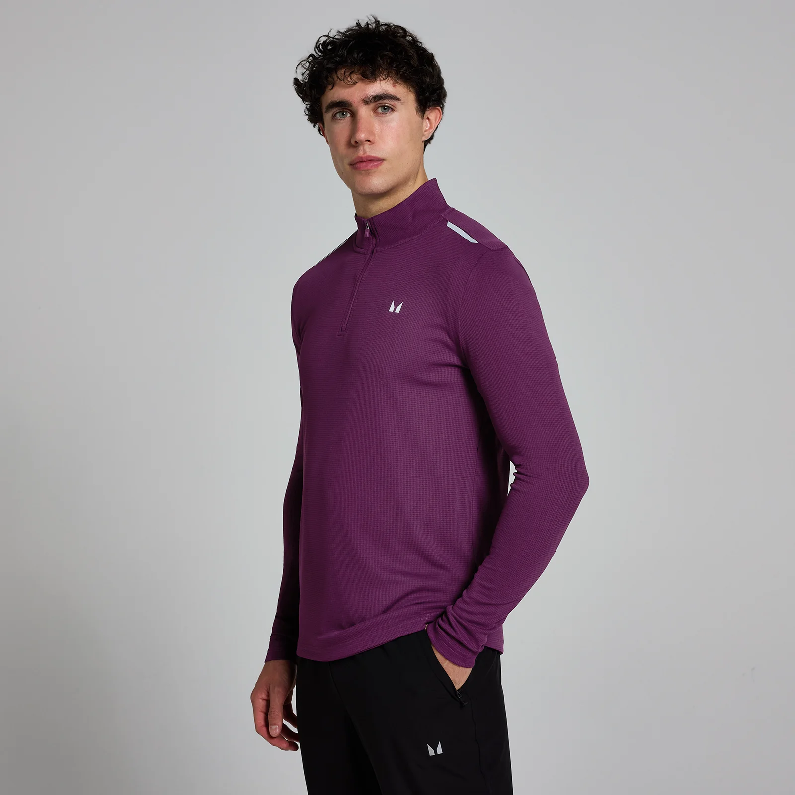 Maglia a rete MP con cerniera a 1/4 Active da uomo - Prugna - S Immagine 1
