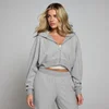 Felpa con cappuccio e cerniera integrale MP Soft Touch da donna - Grigio mélange