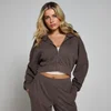 Felpa con cappuccio e cerniera integrale MP Soft Touch da donna - Cioccolato