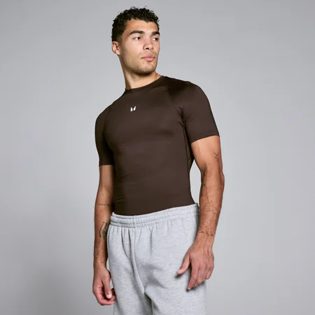 Maglia termica uomo MP Training a manica corta - Cioccolato