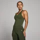 Canotta donna MP Tempo senza cuciture con collo all'americana - Verde foresta
