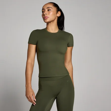 T-shirt aderente a manica corta MP donna Tempo - Verde foresta