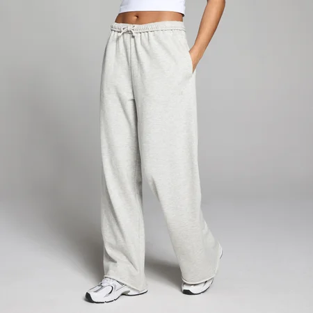 Pantaloni da jogging donna a gamba dritta leggeri con interno felpato - Grigio melange