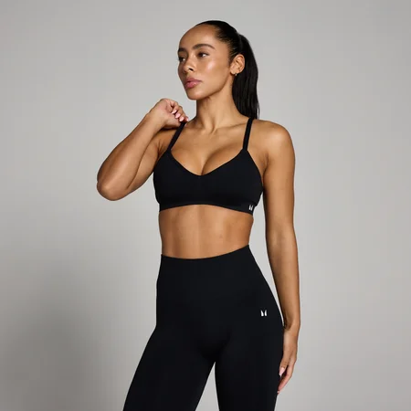 Reggiseno sportivo senza cuciture MP donna Tempo con arricciatura frontale - Nero