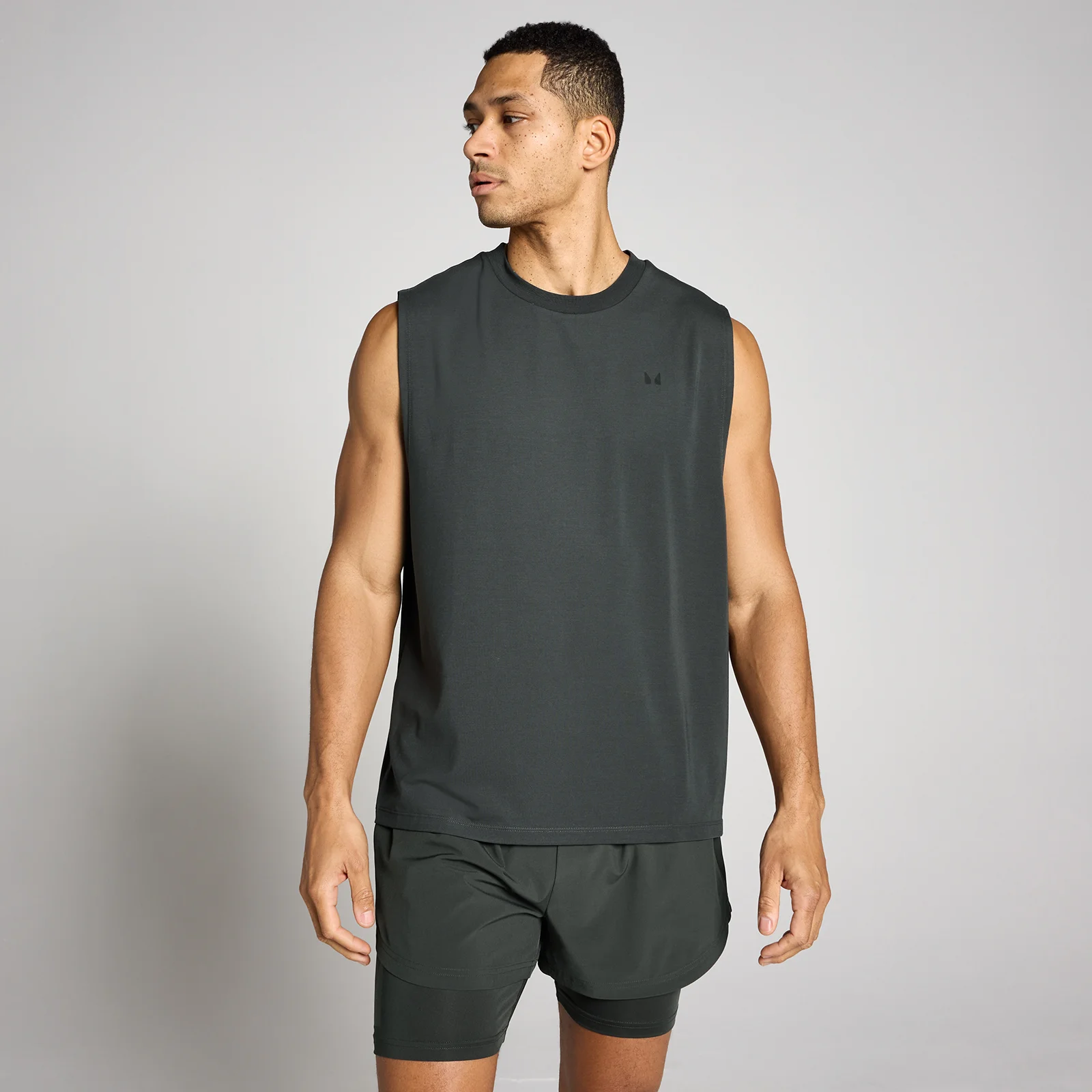 Canotta oversize in cotone modal MP uomo - Nero slavato - XS Immagine 1