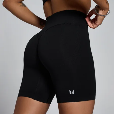 Pantaloncini senza cuciture a vita media MP donna Tempo - Nero
