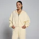 Felpa con cappuccio e zip MP donna in loopback leggero - Butter