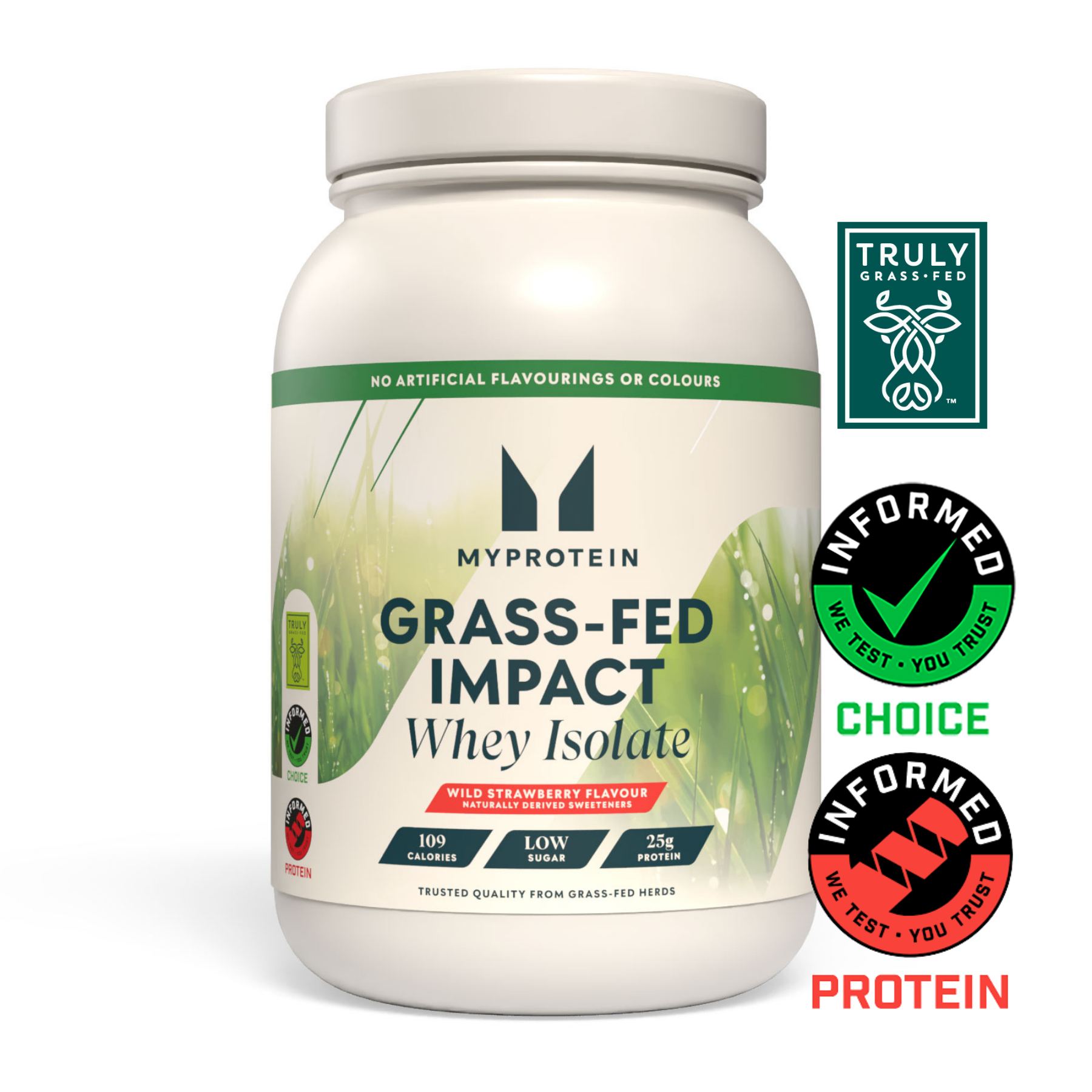 Myprotein Impact Whey Isolate, Grass Fed Wild Strawberry (naturally derived sweeteners), 1kg Immagine 1