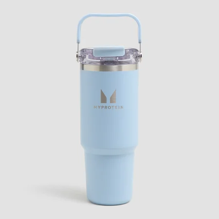 Borraccia Myprotein in metallo riciclato con manico e cannuccia 900ml - Azzurro