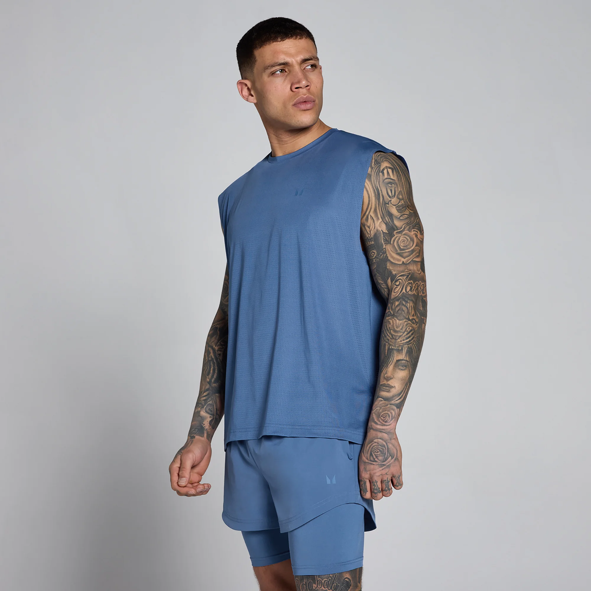 Canotta MP uomo Hybrid oversize in rete - Blu ardesia - S Immagine 1