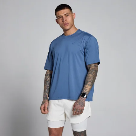 T-shirt oversize a rete MP Hybrid uomo - Blu ardesia