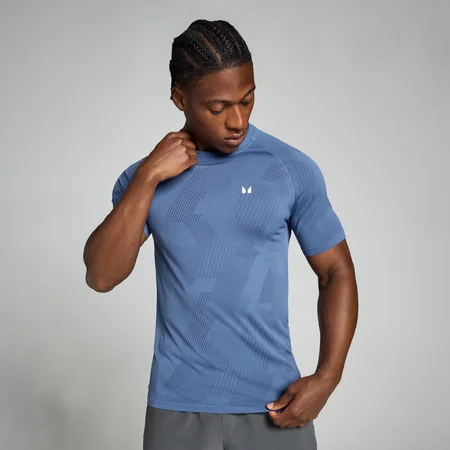 T-shirt MP uomo Tempo Pillar grafica senza cuciture - Blu ardesia