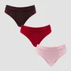 Slip bikini MP donna a vita media (confezione da 3) - Rosa tenue/rosso rosa/caramello