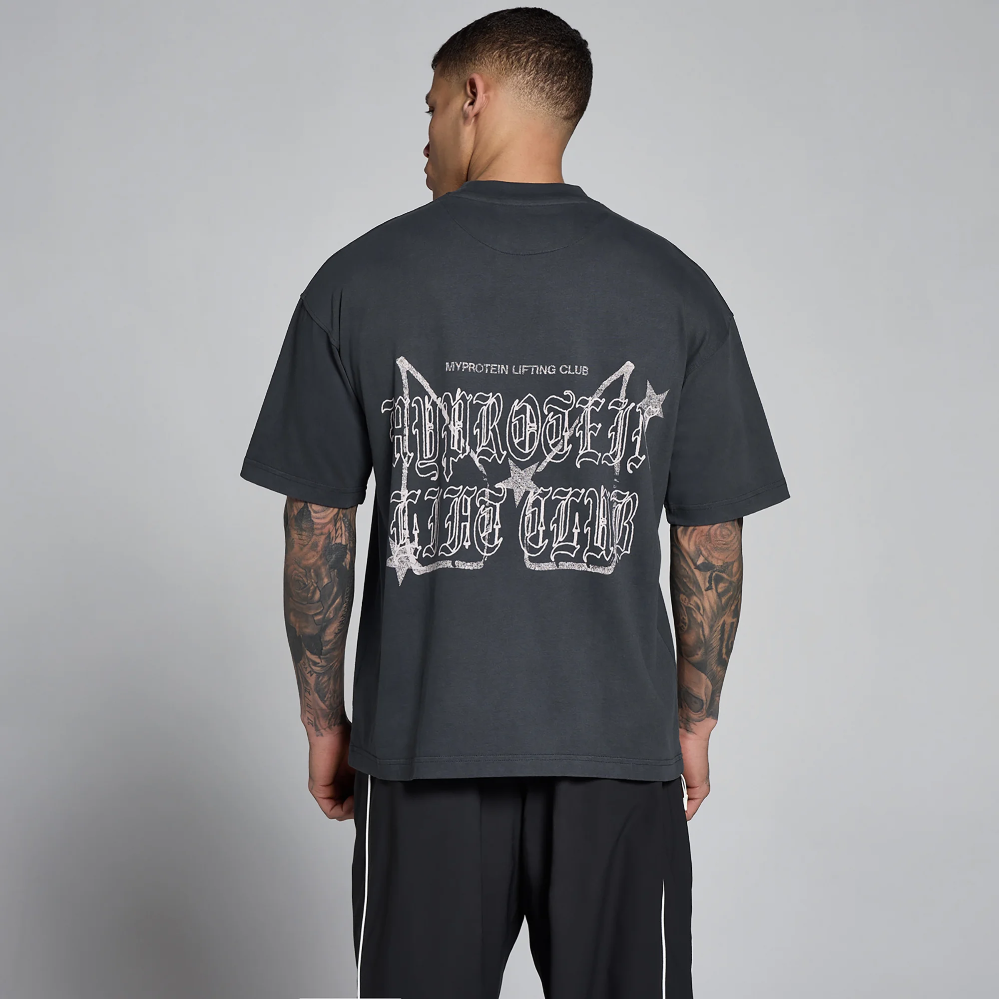 T-shirt oversize in cotone MP uomo con grafica Lift slavata - Grigio scuro - S Immagine 1