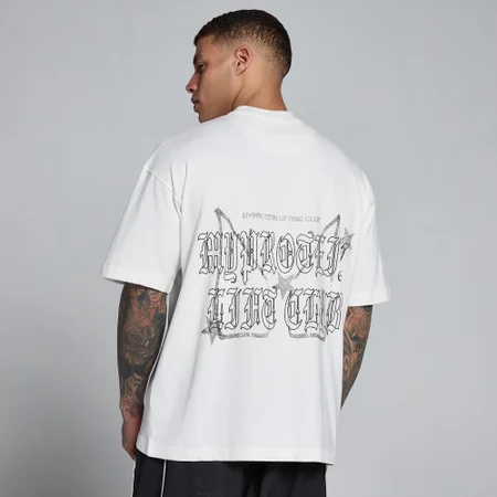 T-shirt oversize in cotone MP uomo con grafica Lift slavata - Bianco vintage