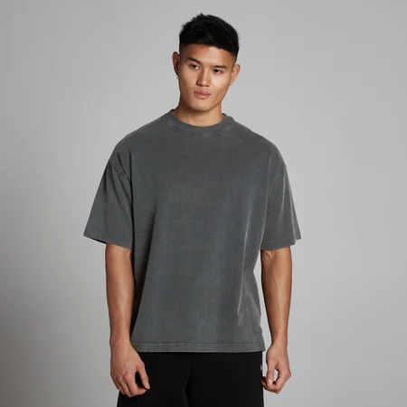 T-shirt oversize in cotone lavato MP uomo - Grigio scuro