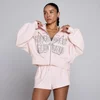 Felpa con cappuccio e zip MP donna Lift con grafica lifestyle - Rosa baby