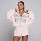 Felpa con cappuccio e zip MP donna Lift con grafica lifestyle - Rosa baby