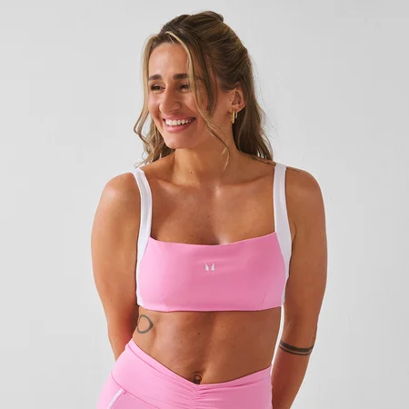 Reggiseno sportivo MP donna X Tatiana con schiena intrecciata a contrasto - Rosa confetto