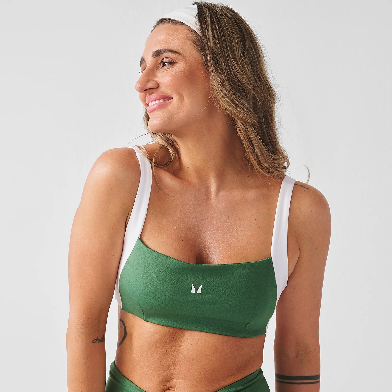 Reggiseno sportivo MP donna X Tatiana a contrasto con schiena intrecciata - Verde palma - XS Immagine 1