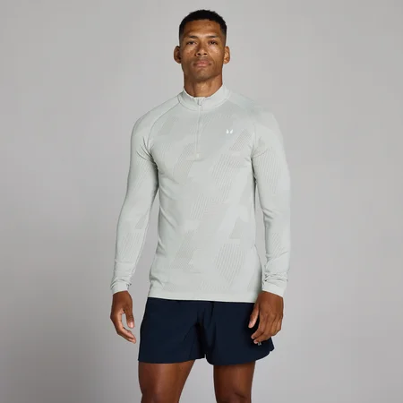 Top MP Tempo Pillar Graphic senza cuciture con zip 1/4 uomo - Cromo