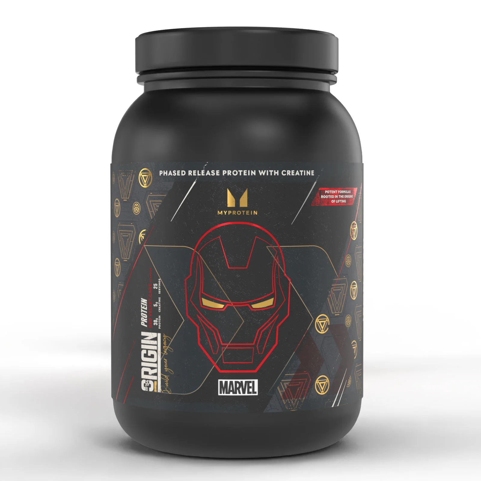 Proteine Origin - Iron Man - Gusto torta red velvet | MARVEL - 25porzioni - MARVEL Iron Man - Red Velvet Cake Immagine 1