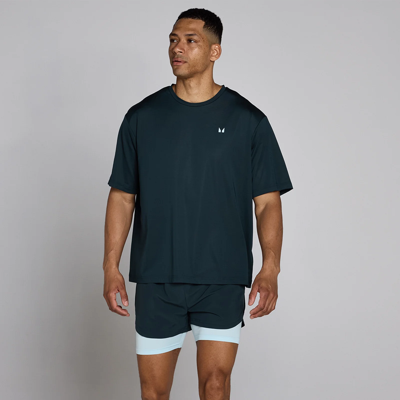 T-shirt oversize a rete MP Hybrid uomo - Blu slavato - S Immagine 1