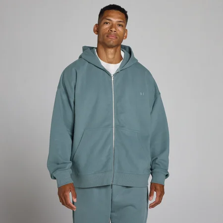 Felpa con cappuccio oversize con zip a 2 vie - Blu futuro