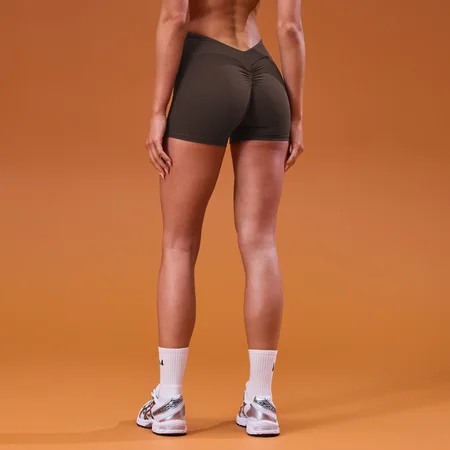 Short donna MP Tempo con vita ripiegata - Cioccolato