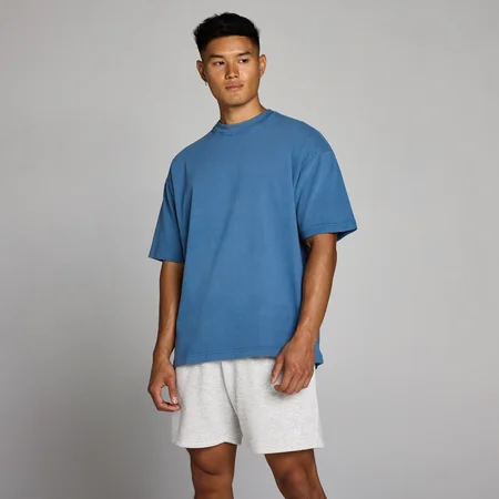 T-shirt oversize in cotone slavato MP uomo - Blu track