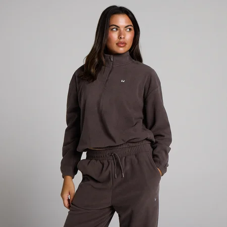 Pile con zip 1/4 e collo alto MP donna - Cioccolato