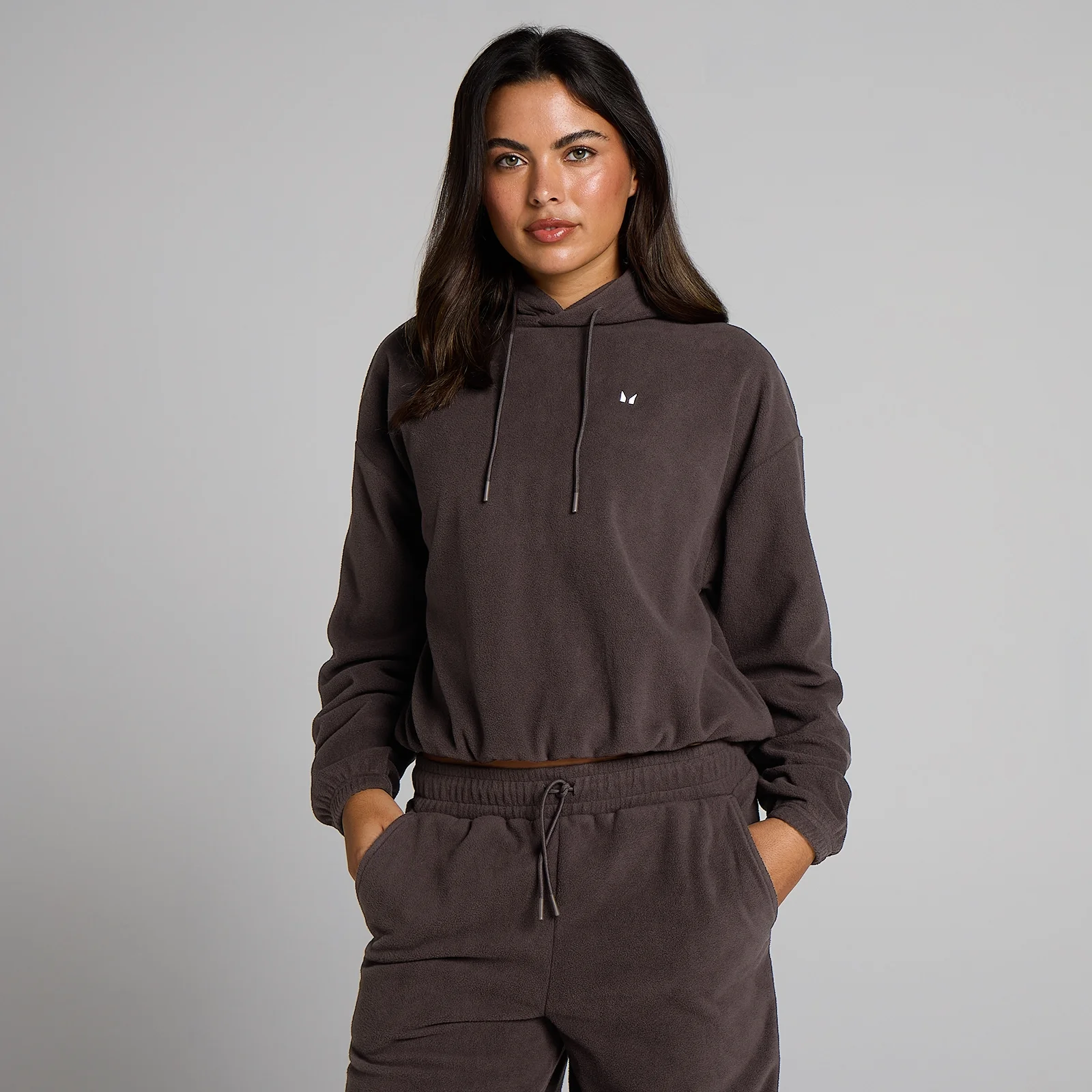 Felpa con cappuccio in pile MP donna - Cioccolato - XS Immagine 1