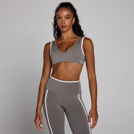 Reggiseno sportivo MP donna Velocity a doppio strato con contrasto - Grigio cenere