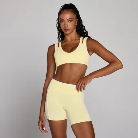 Reggiseno sportivo MP donna Velocity a doppio strato con contrasto - Crema burro