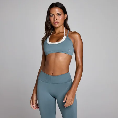 Reggiseno sportivo senza cuciture a doppio strato MP donna - Ardesia mezzanotte