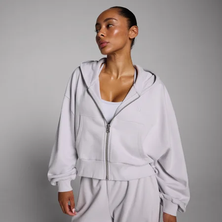 Felpa con cappuccio e zip MP donna lifestyle - Polvere di gesso