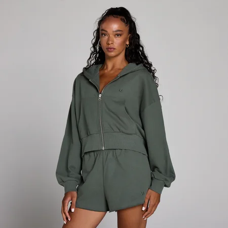 Felpa con cappuccio e zip MP donna lifestyle - Verde nuvola