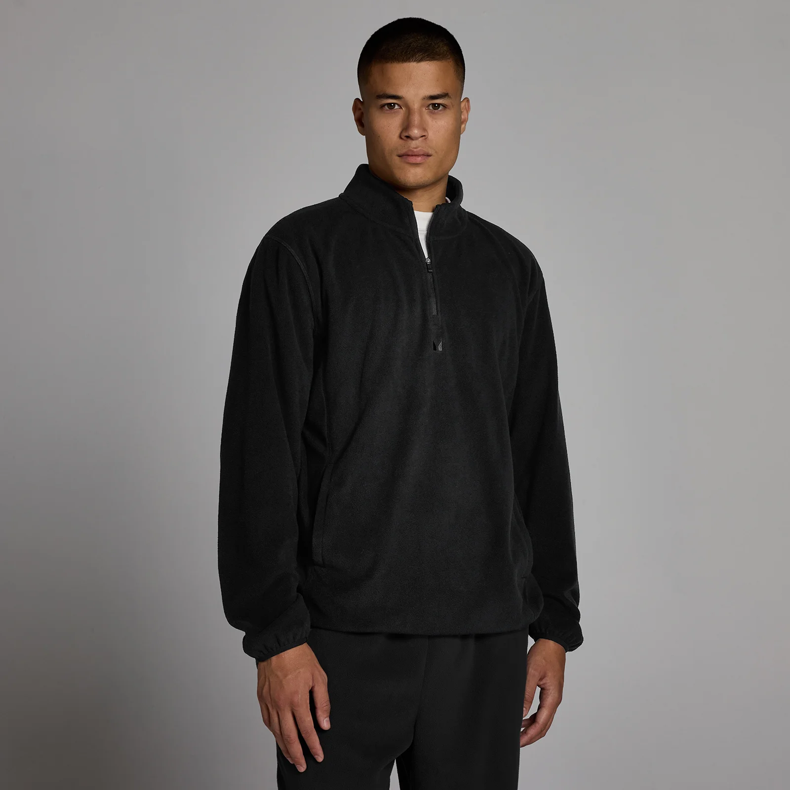 Felpa in pile MP uomo con zip 1/4 - Nero - L Immagine 1