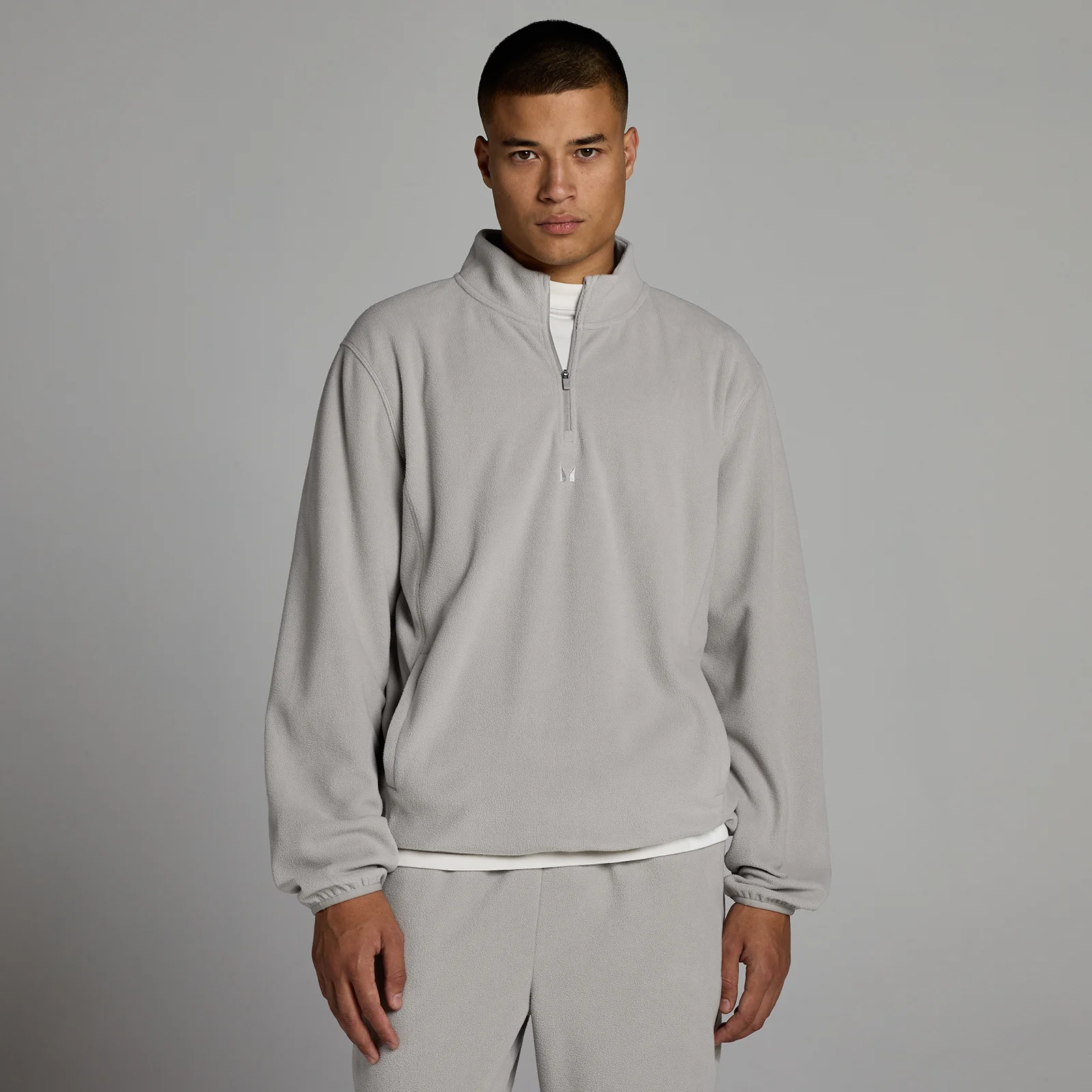 Felpa in pile MP uomo con zip 1/4 - Grigio sostenibile - L Immagine 1