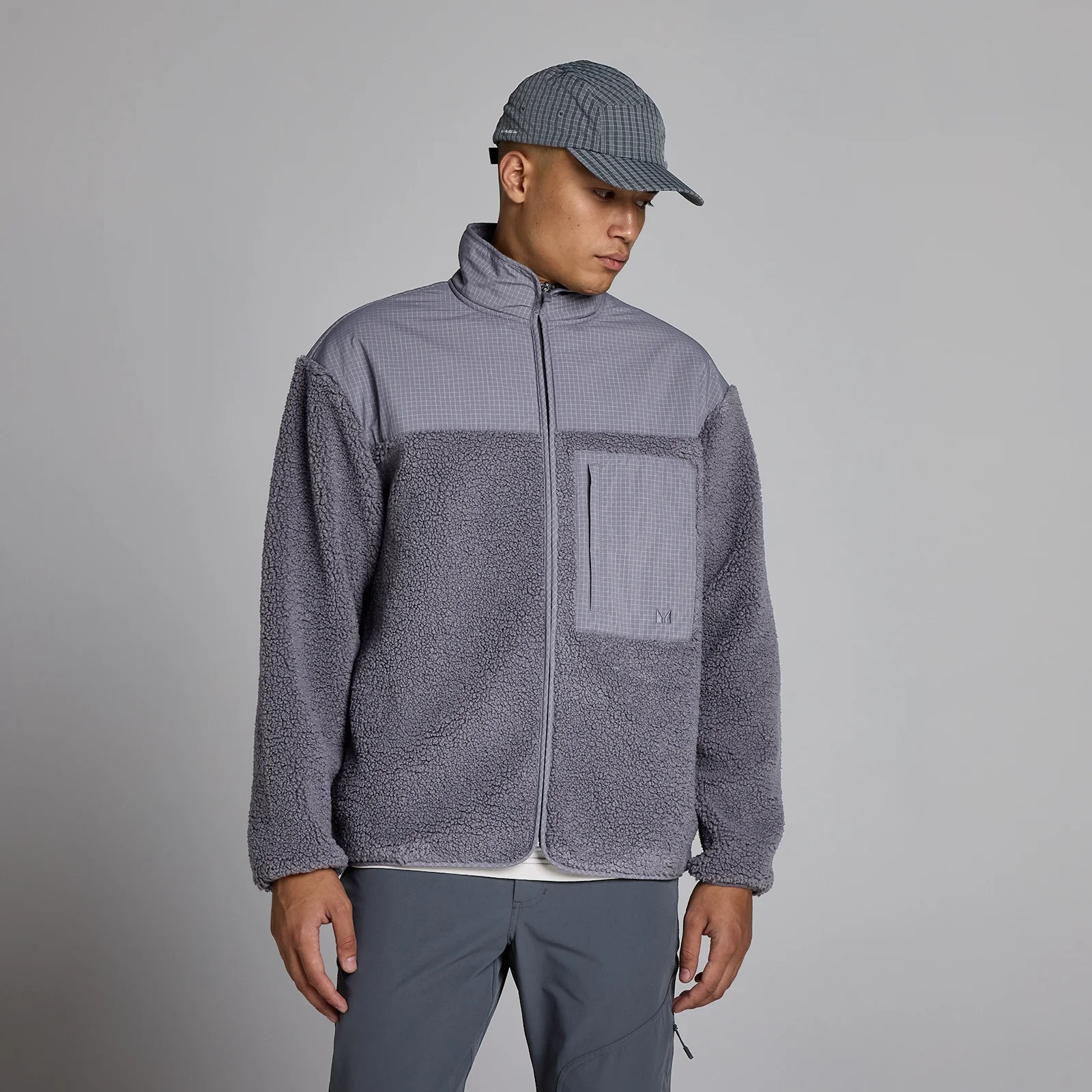 Felpa MP uomo in pile borg - Grigio melange scuro - XS Immagine 1