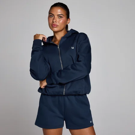 Felpa con cappuccio e zip MP donna basics - Blu notte