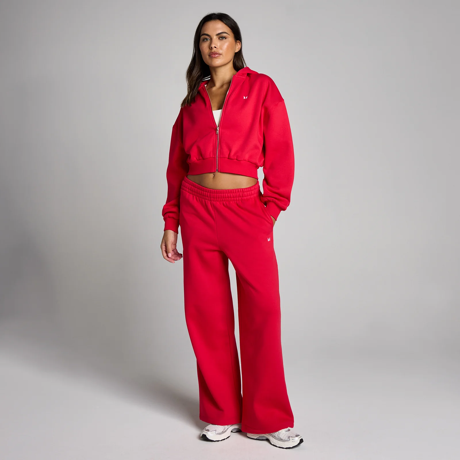 MP Donna Basic Zip Through Cropped Felpa con Cappuccio - Chilli - XS Immagine 3
