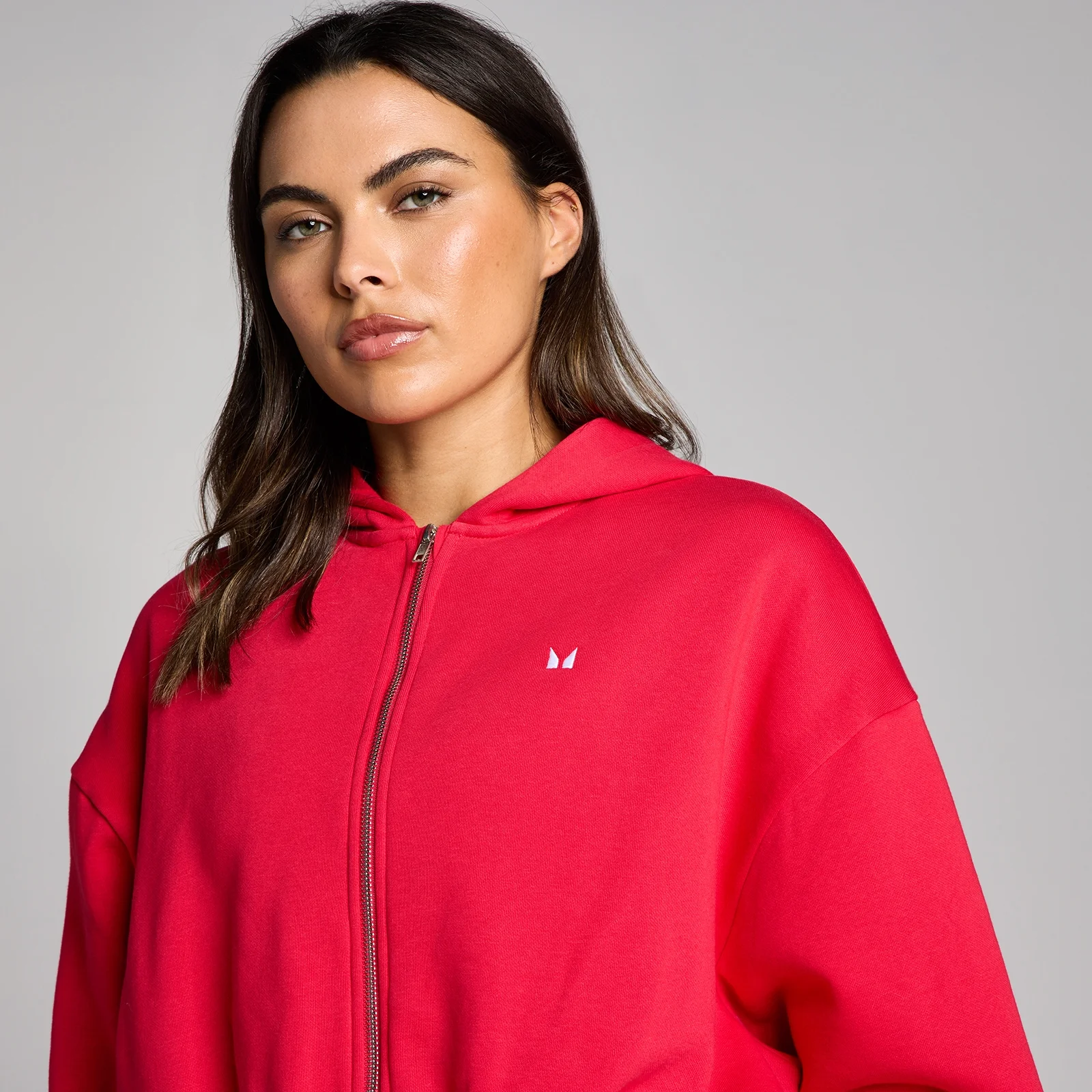 MP Donna Basic Zip Through Cropped Felpa con Cappuccio - Chilli - XS Immagine 4