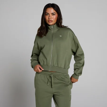 Bomber con zip MP donna basics - Oliva slavato