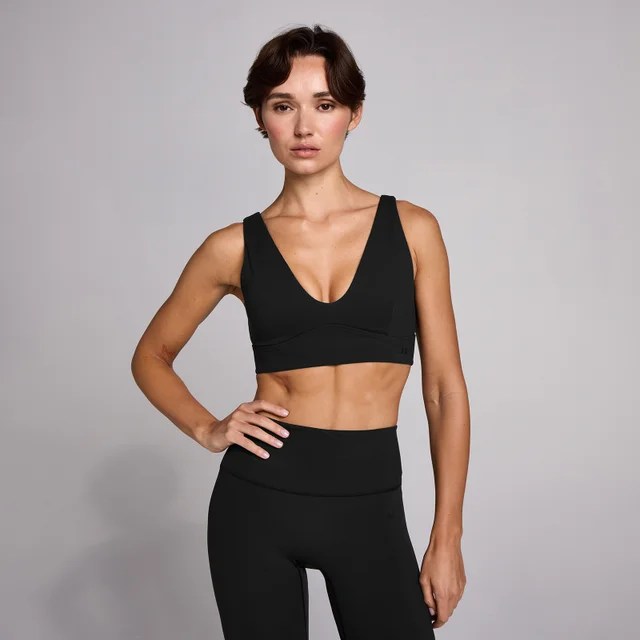 Reggiseno sportivo MP donna SculptForm lungo con scollo a V - Nero