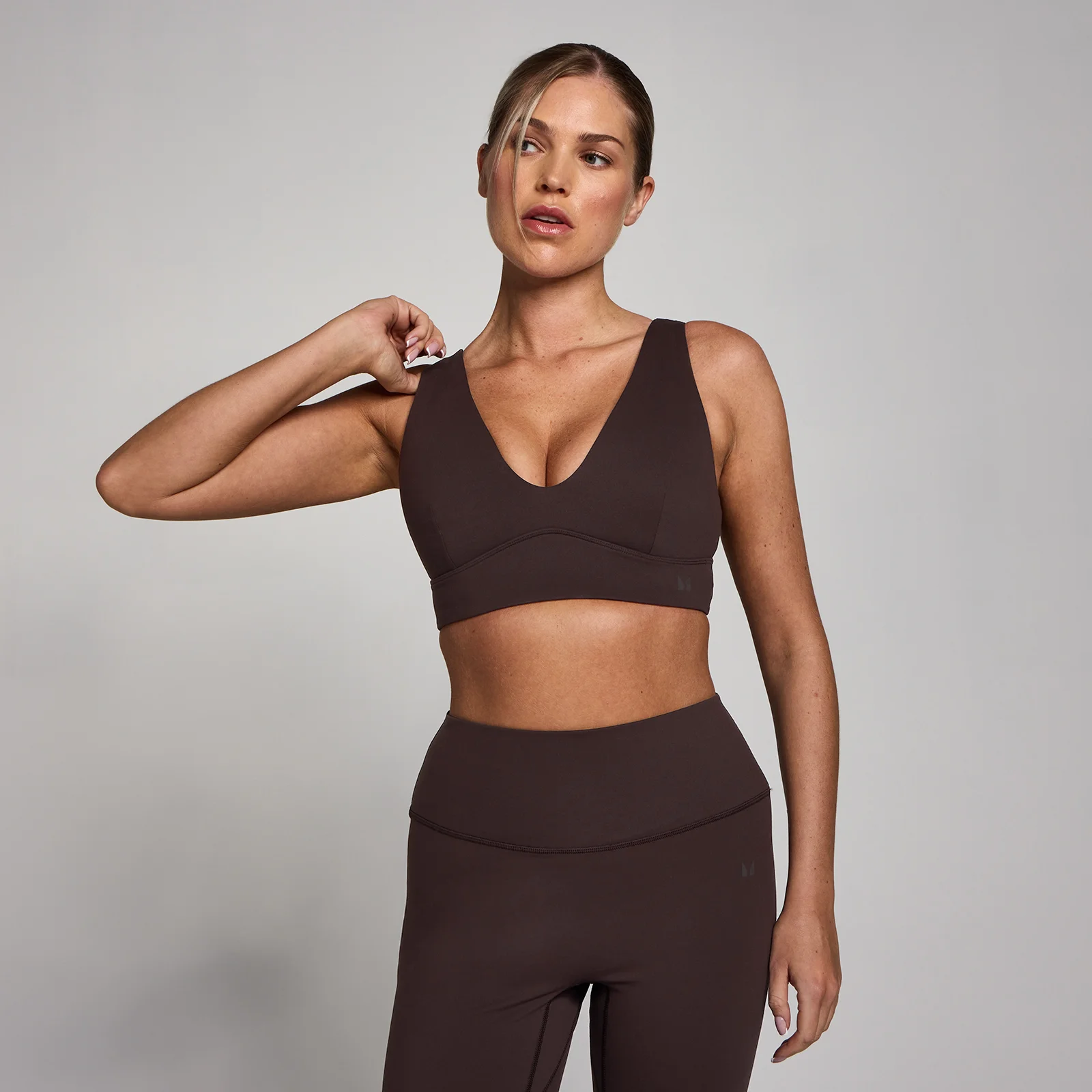 Reggiseno sportivo MP donna SculptForm con scollo a V lungo - Cioccolato - XS Immagine 1