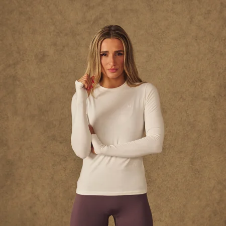 T-shirt a maniche lunghe con fori per i pollici MP donna X Tatiana - Perla