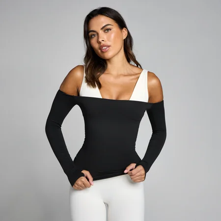 MP Donna Tempo Off The Shoulder LS Top - Nero