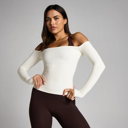MP Donna Tempo Off The Shoulder LS Top - Vaniglia