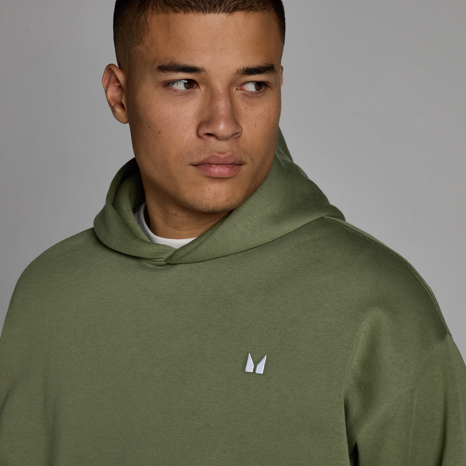 Felpa con cappuccio oversize MP uomo rest day - Oliva slavato - L Immagine 4
